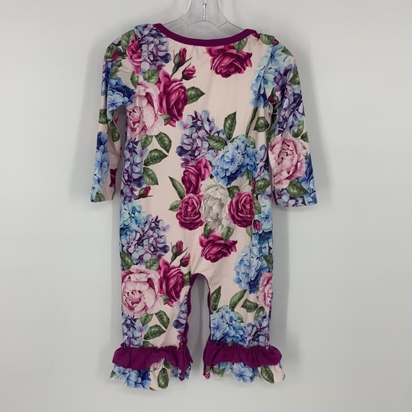 Infant Girls' Purple/White Floral Print One-Piece w/ Ruffles Cotton Blend 12-18M - Picture 8 of 8